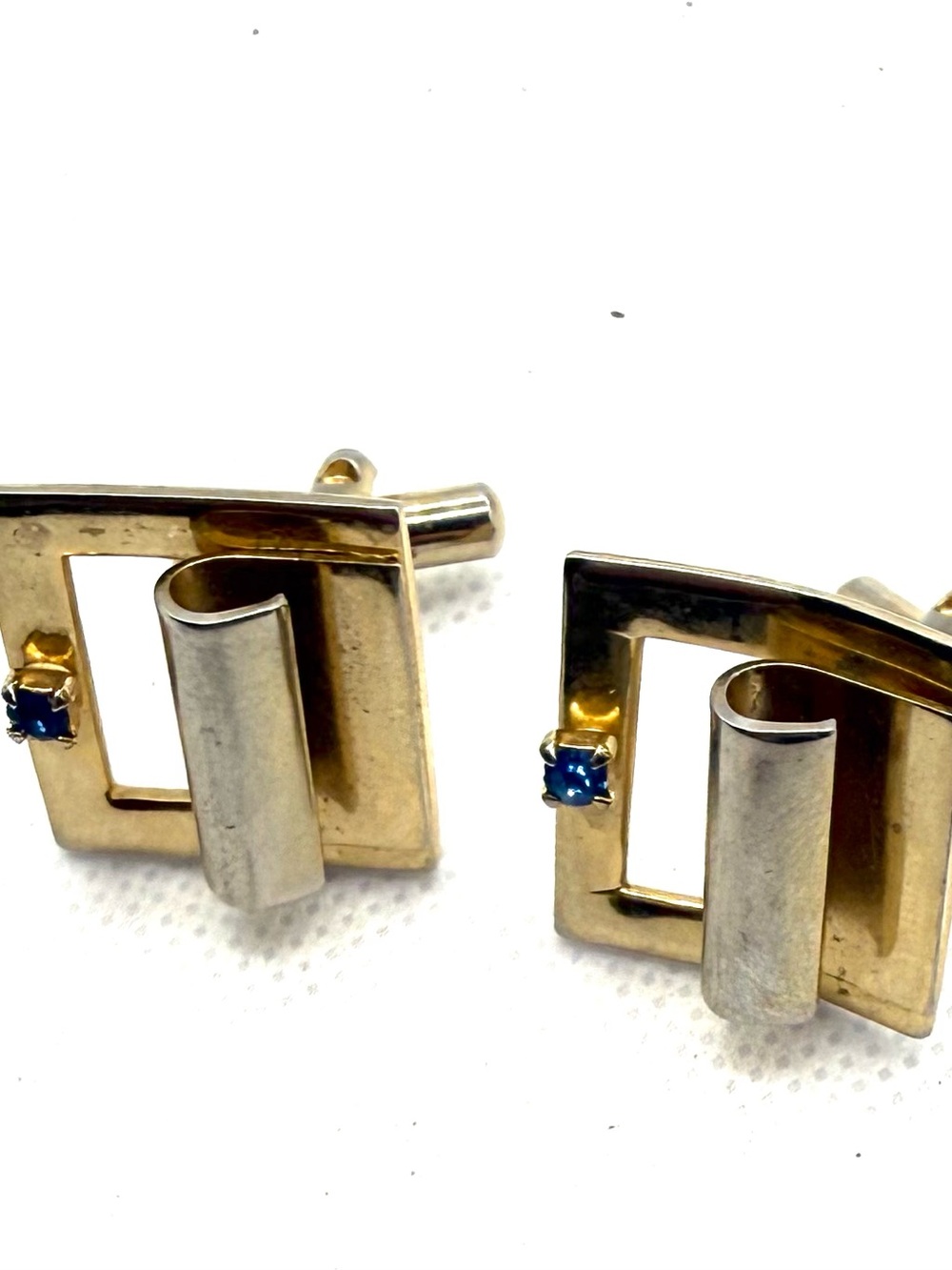Gold Cufflinks with Blue Stone
